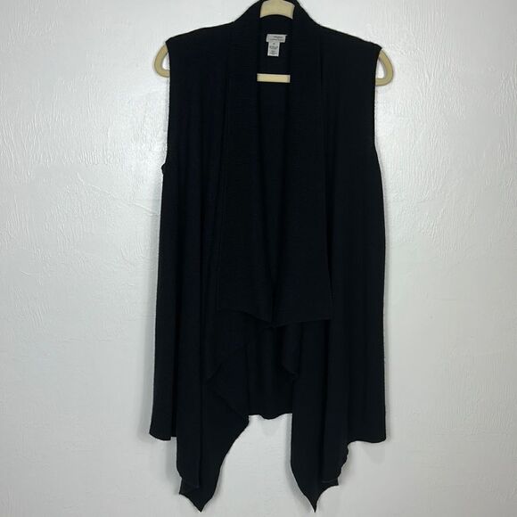 Halogen Cashmere Blend Black Draped Open Front Sleeveless Sweater Vest Size XS - Picture 1 of 6